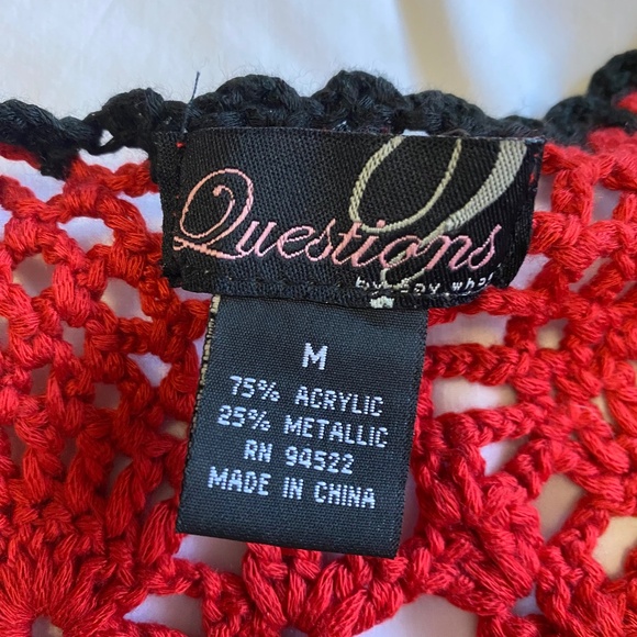 QUESTIONS BY SAY WHAT? Metallic Rainbow Crochet Boho Festival Top M - Picture 15 of 16